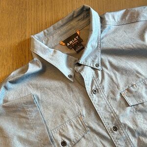Ariat Rebar Work Shirt Mens Large Blue Vented Durastretch Button Up Outdoor